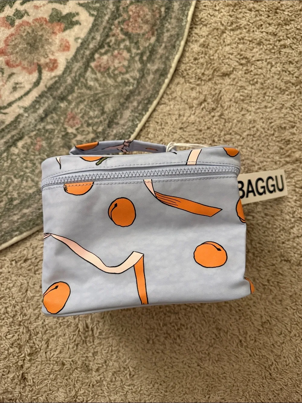 BAGGU Light Blue Citrus Print Large Cosmetic Case